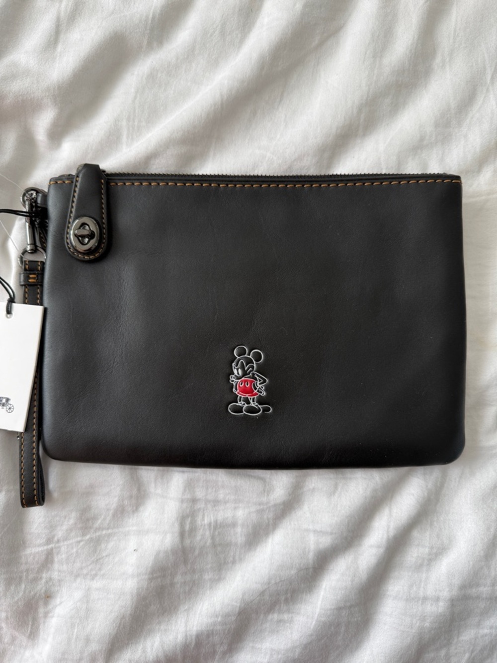 Coach Mickey Black Leather Wristlet